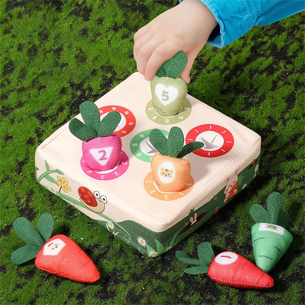Carrot Harvest Game Toys for Baby Toddlers over 18 Months, Educational Cloth Carrot Toys Shape Size Sorting Matching Puzzle, Great Baby Easter Toys Birthday Gift Toys big image 7