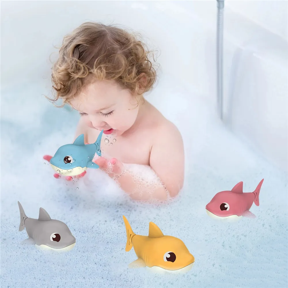 Baby Bathing Toy Bambini Cute Shark Puffer Bagno Giocattoli Multicolore big image 1