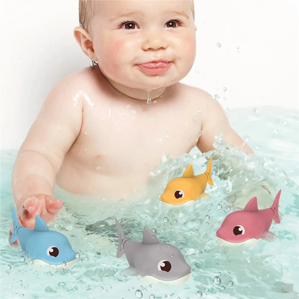 Baby Bathing Toy Kids Cute Shark Puffer Bathroom Toys Multi-color big image 1