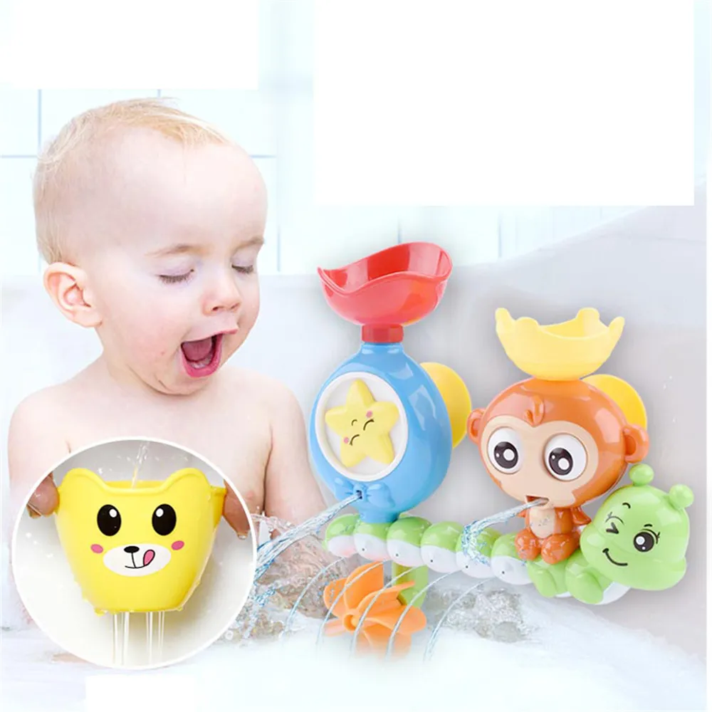 Baby Bath Toy Wall Sunction Cup Track Water Games Children Bathroom Monkey Caterpilla Bath Shower Toy for Kids Birthday Gifts  big image 2