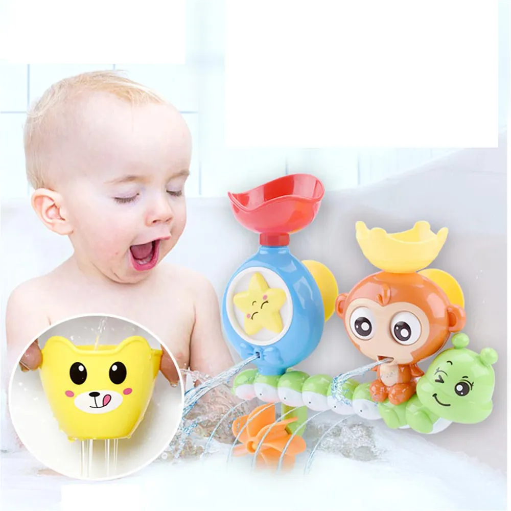 Baby Bath Toy Wall Sunction Cup Track Water Games Children Bathroom Monkey Caterpilla Bath Shower Toy for Kids Birthday Gifts big image 2