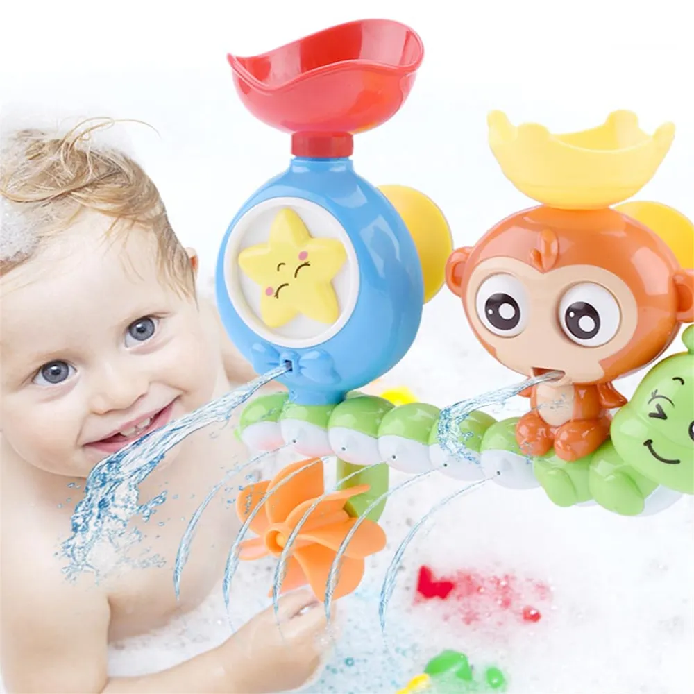 Bebé Juguete de baño Pared Sunction Cup Track Juegos de agua Baño para niños Mono Caterpilla Baño Ducha Juguete para niños Regalos de cumpleaños