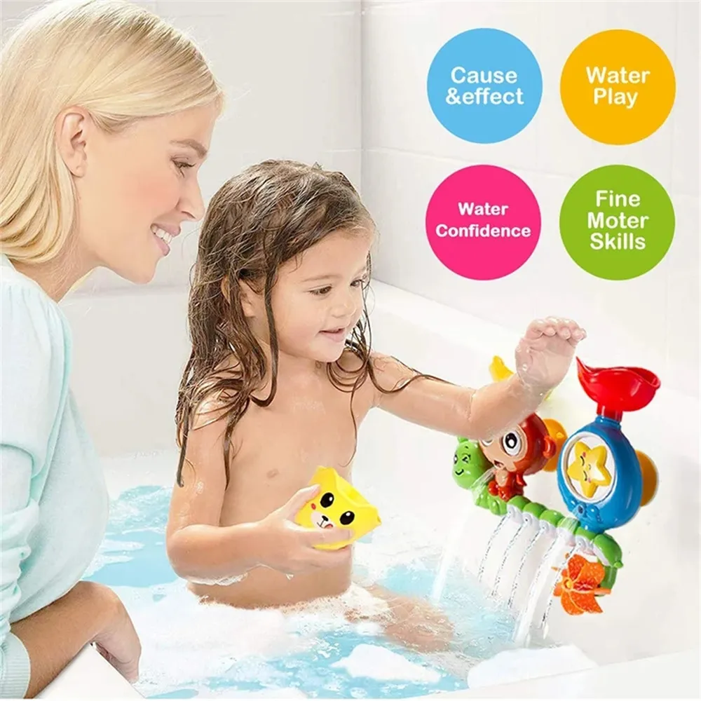 Baby Bath Toy Wall Sunction Cup Track Water Games Children Bathroom Monkey Caterpilla Bath Shower Toy for Kids Birthday Gifts big image 7