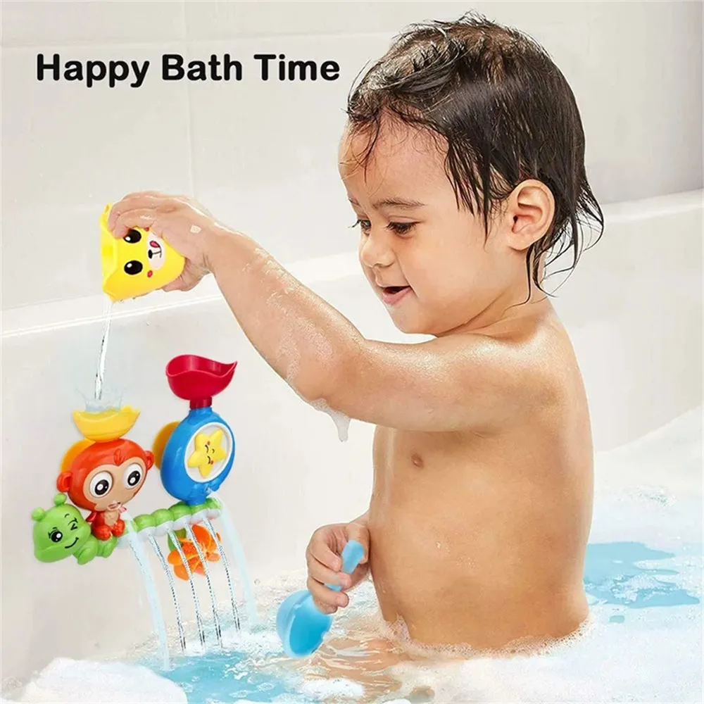 Baby Bath Toy Wall Sunction Cup Track Water Games Children Bathroom Monkey Caterpilla Bath Shower Toy for Kids Birthday Gifts big image 8