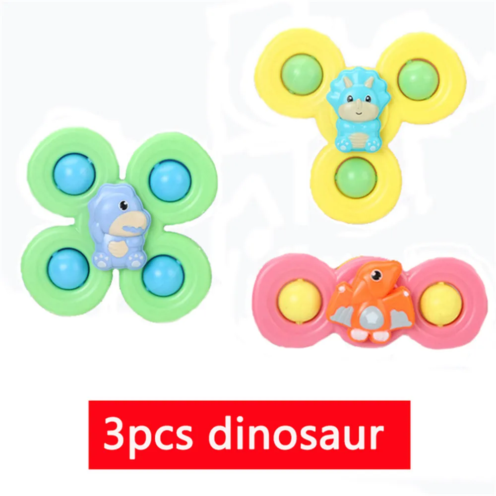 Pack De 3 Bébé Bain Spinner Jouet Avec Ventouse Rotative Spinning Top Toy Animal Spin Sucker Baby Bath Toys Dining Chairs Toys Windmill