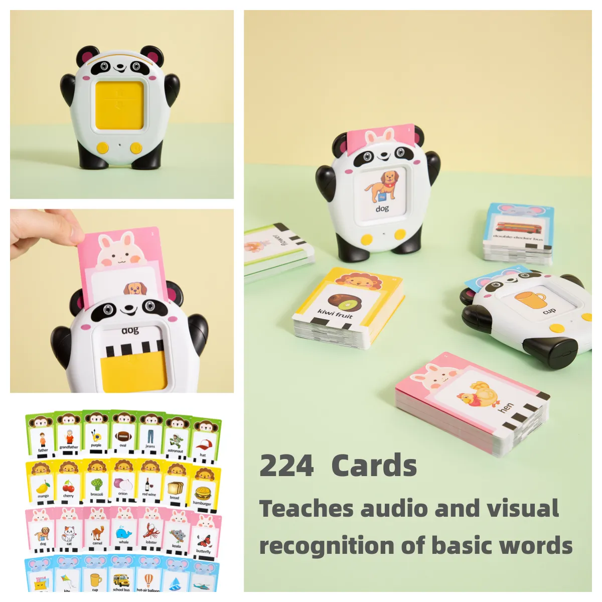sprechende Karteikarten Lernspielzeug Kindheit früh intelligent Bildung Audiokartenlesen Englisch lernen Maschine mit 224 Wörtern für Alter 2-6 Jahre Farbe-A big image 1