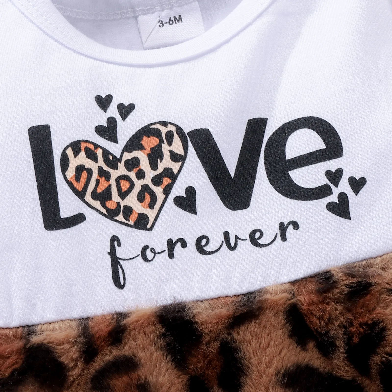 3pcs Baby Girl 95% Cotton Long-sleeve Letter Print Splice Leopard Fleece Dress and Cardigan with Headband Set Khaki image 5
