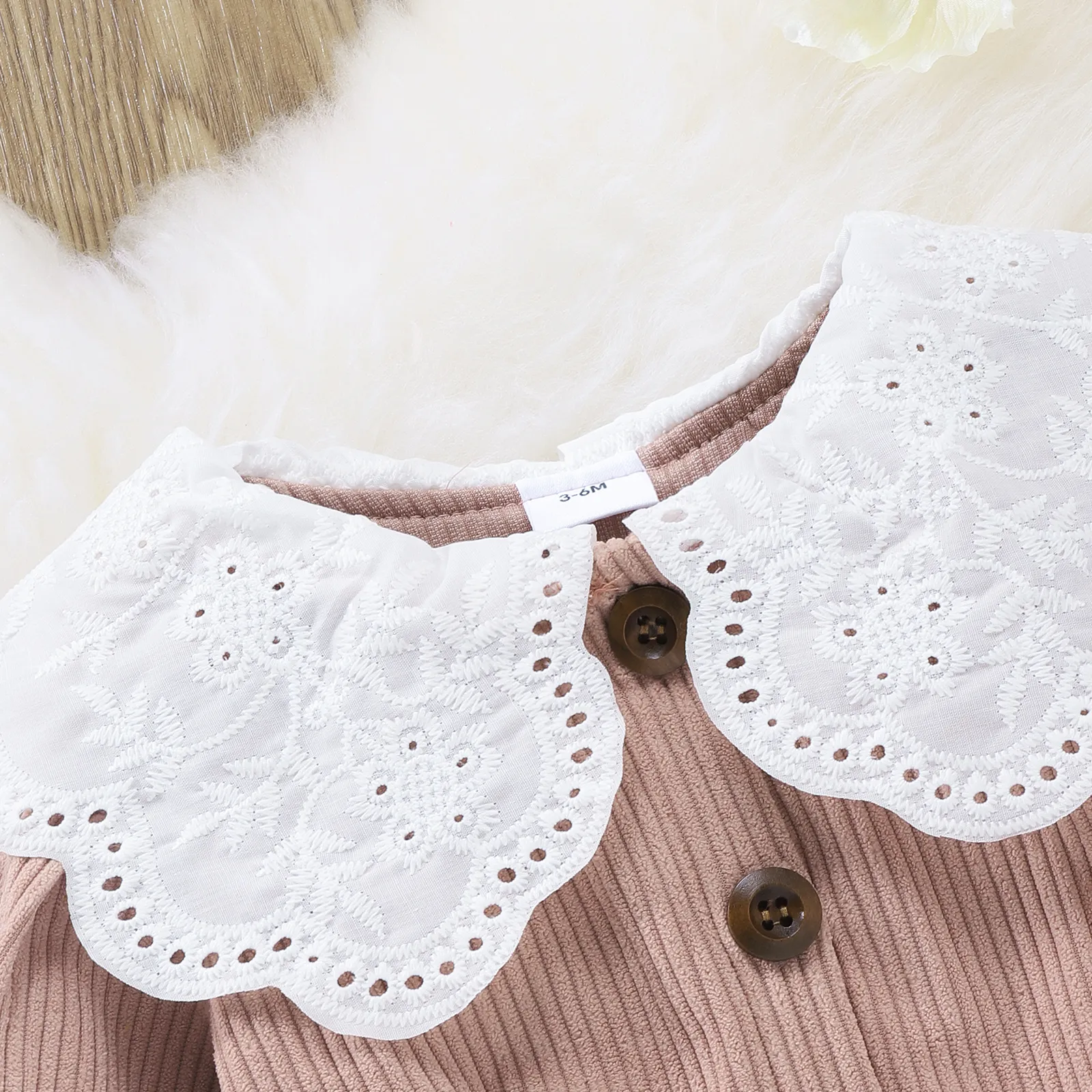 2PCS الصلبة دمية طوق سروال قصير طويل الأكمام مجموعة طفل زهري image 5