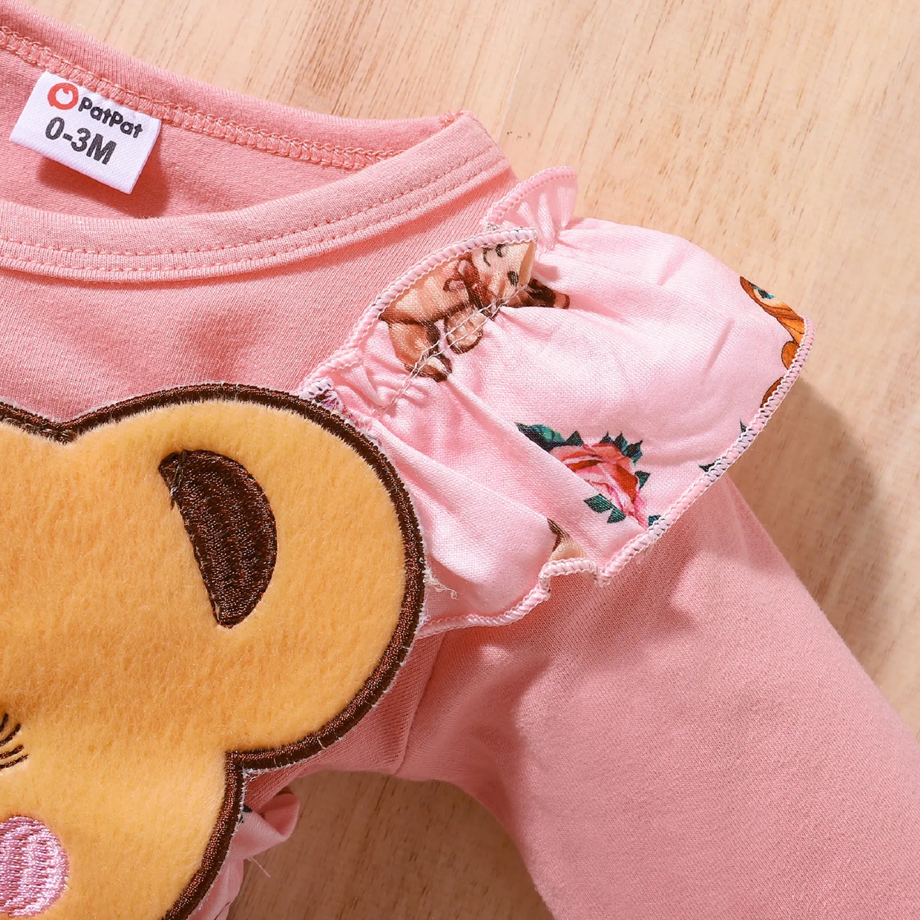 2 unidades Bebé Menina Extremidades franzidas Urso Infantil Manga comprida Macacão Rosa image 3