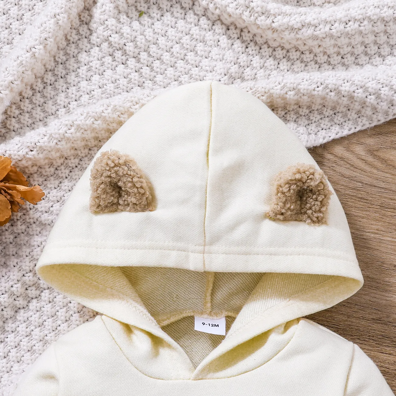 2件 嬰兒 中性 立體造型 熊 童趣 長袖 嬰兒套裝 杏色 big image 1