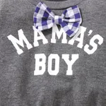 2pcs Baby Boy Letters Graphic Bow Decor Long-sleeve Top and 98% Cotton Ripped Denim Overalls Set  image 5