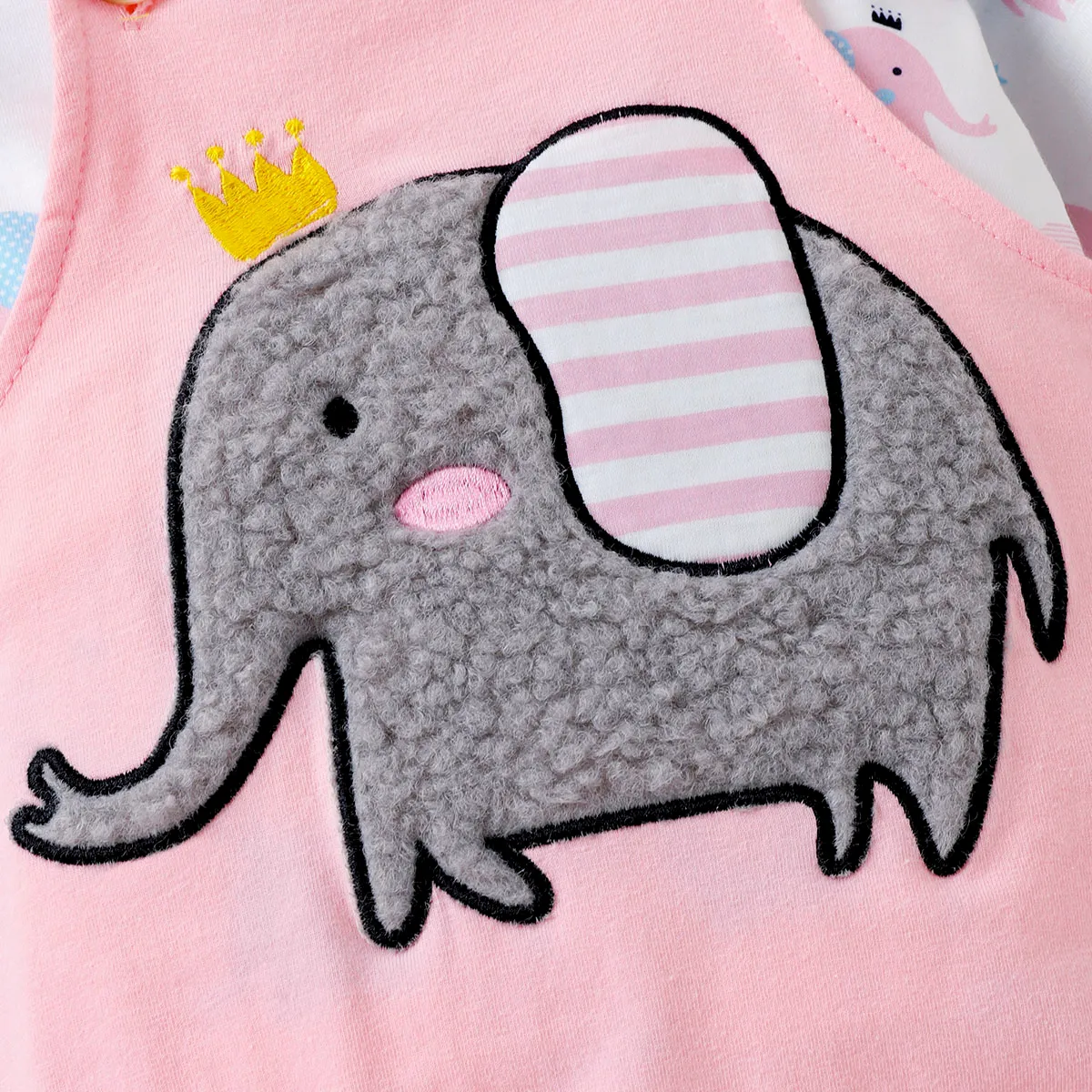 3pcs Baby Girl Elephant Pattern Hyper-Tactile 3D Design Set Pink image 4