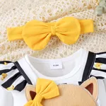 3pcs Baby Girl Stripe Bear Pattern Hyper-Tactile 3D Design Bow Suit Dress  image 4
