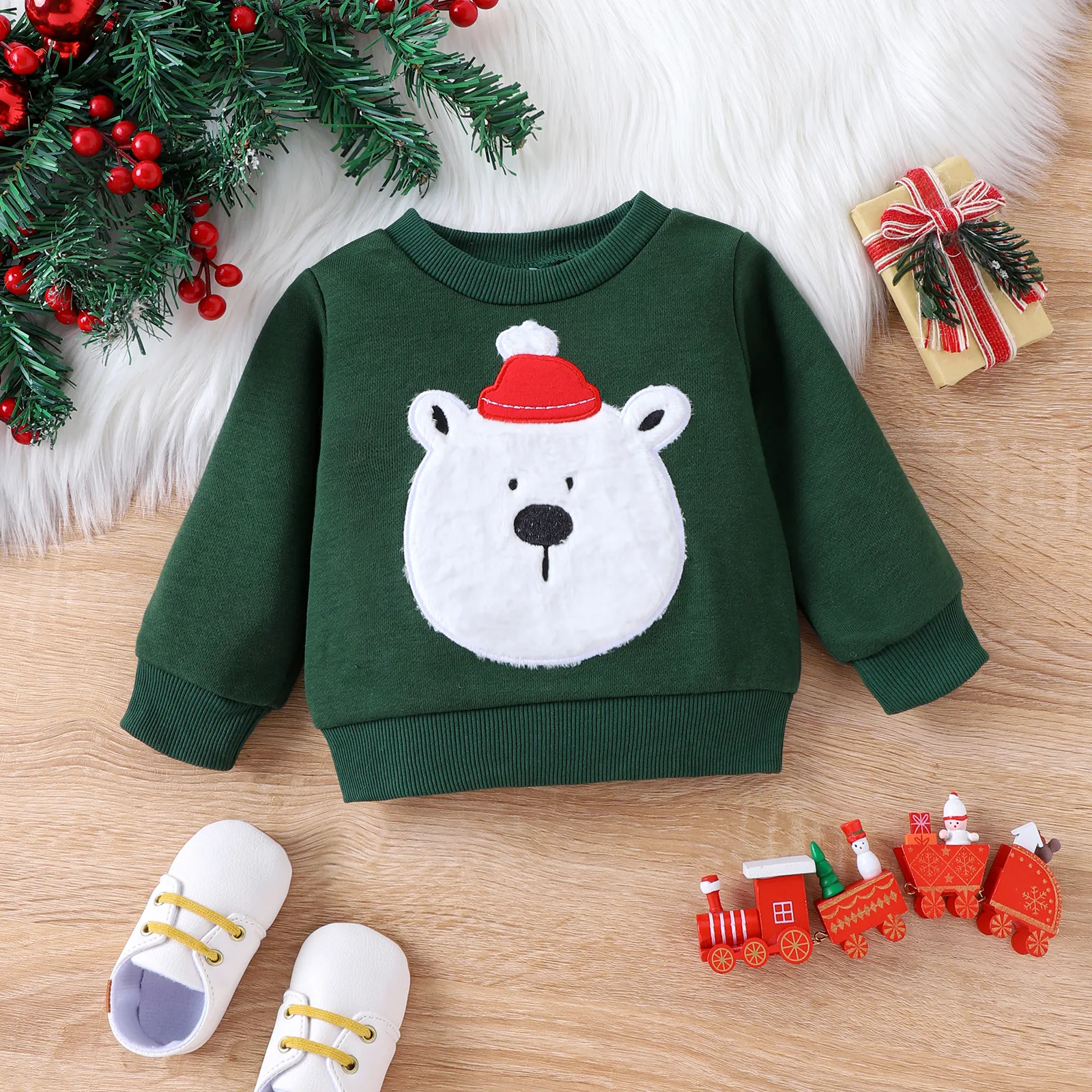2pcs Baby Boy Bear Animal Pattern Long Sleeve Set  image 3