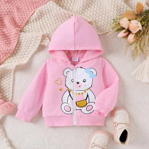 Bebé Menina Com capuz Urso Infantil Manga comprida Blusões e casacos