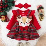 عيد الميلاد طفلة الحيوان طباعة تنورة مجموعات أحمر-1