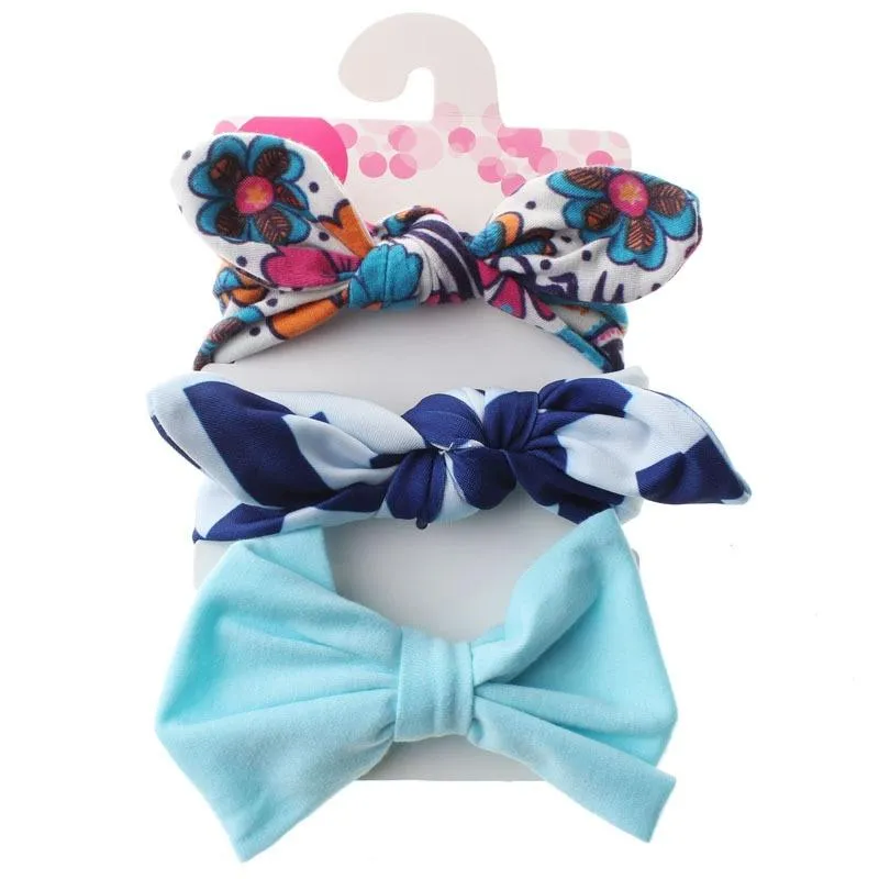 Bonita diadema con lazo de 3 piezas para niñas. Azul oscuro big image 1