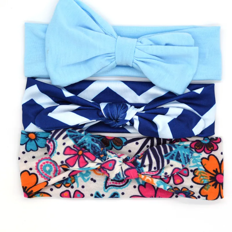 3-piece Pretty Bowknot Hairband for Girls Dark Blue big image 1