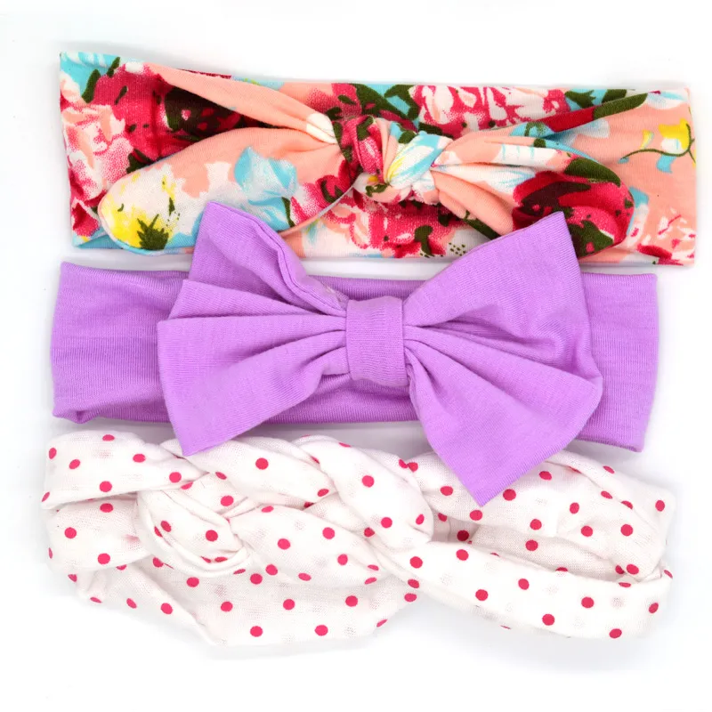 3-teiliges hübsches Schleifen-Haarband für Mädchen helles lila big image 1