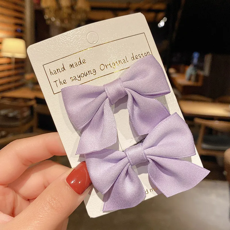 2-piece Solid Bowknot Hairband for Girls Purple