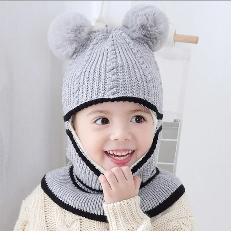 

Toddler Winter Knitted Woolen Beanie One-piece Hair Ball(Random decorative balls)