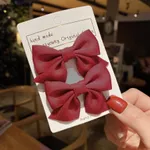 2-piece Solid Bowknot Hairband for Girls Burgundy