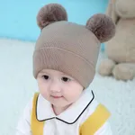 Baby / Toddler Solid Pompon Knitted Beanie Hat Khaki