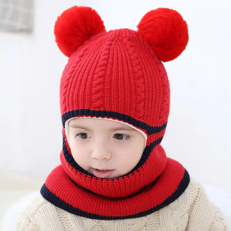 

Toddler Winter Knitted Woolen Beanie One-piece Hair Ball(Random decorative balls)