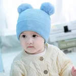 Gorro de punto con pompón sólido para bebé/niño pequeño Azul cielo