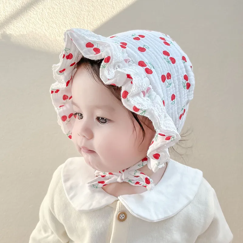 Baby Cherry Print Bonnet Hat