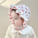 Baby Cherry Print Bonnet Hat White