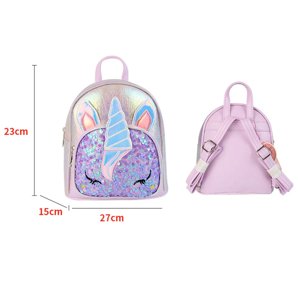 Mochila de moda con patrón de unicornio para niños pequeños / niños Púrpura big image 1
