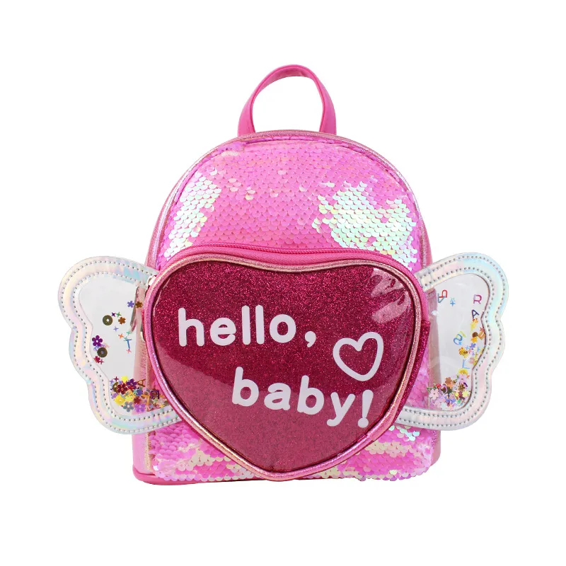 Criança / Kid Letras Coração Padrão Mochila bonito  Rosa Quente big image 1