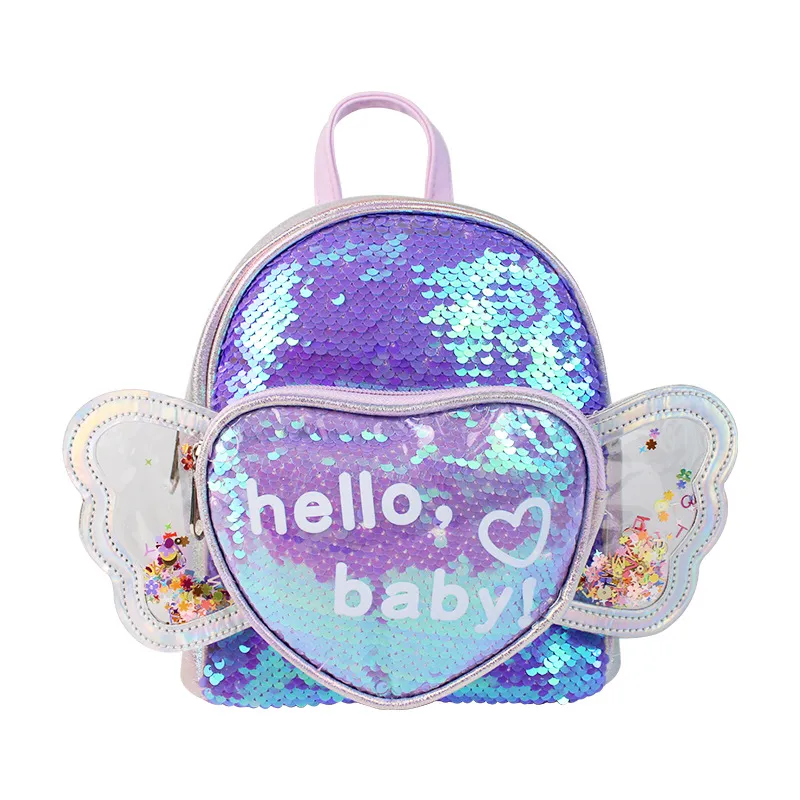 Criança / Kid Letras Coração Padrão Mochila bonito  Roxo Claro
