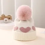 Baby‘s loving knitted thickened warm hat White image 4