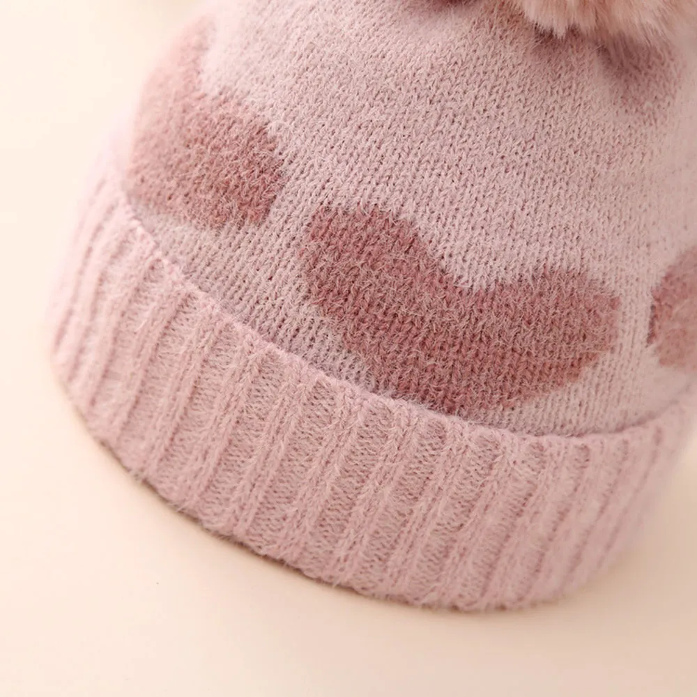 El amoroso sombrero cálido engrosado de punto del bebé Rosado big image 1