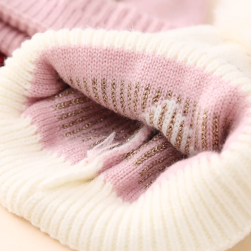 Baby's heart-shaped thickened warm wool knitted hat  image 3
