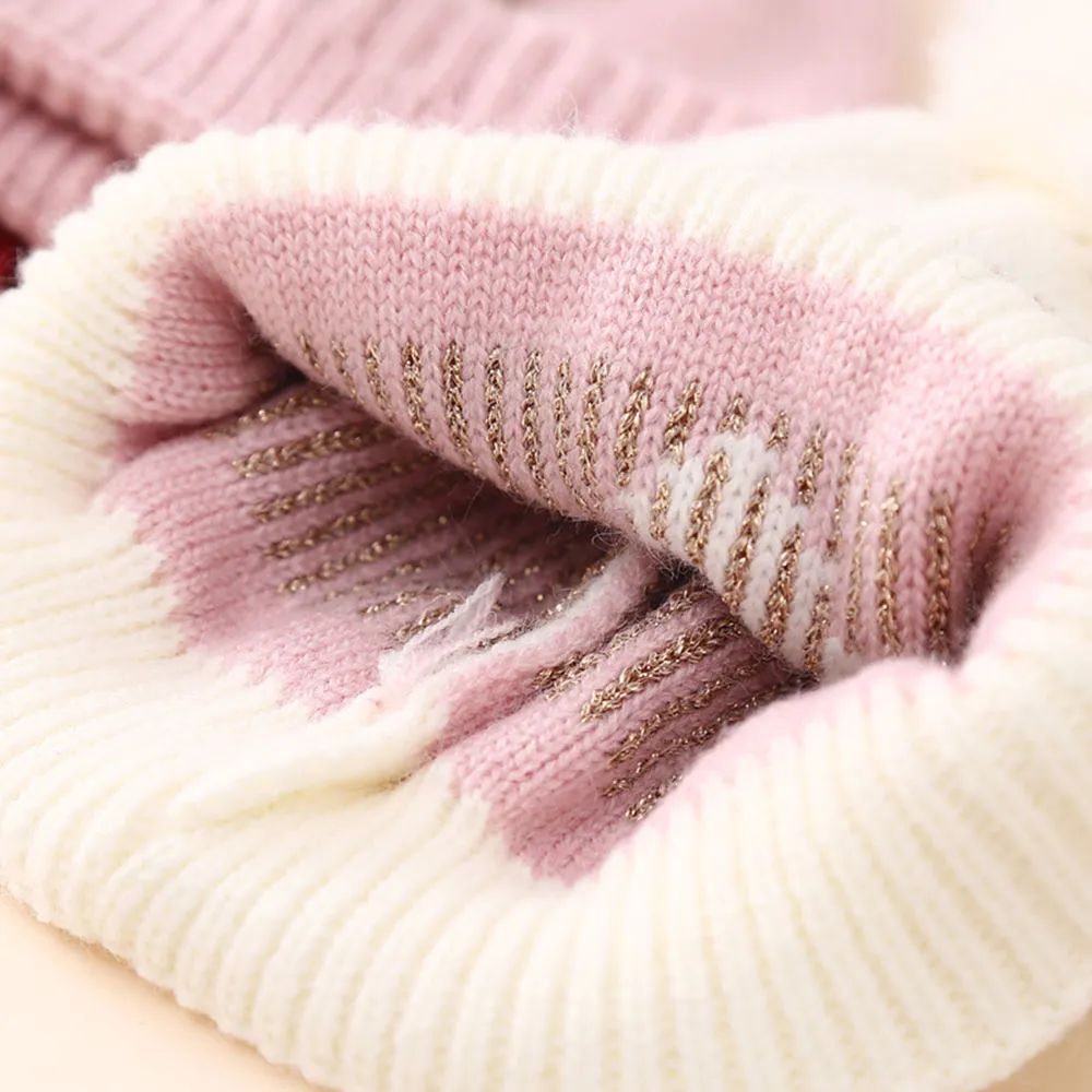 Sombrero de punto de lana caliente engrosado en forma de corazón del bebé Lechoso big image 1