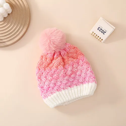 Color block tejer sombrero de lana moderno y cálido para niños pequeños / niños 