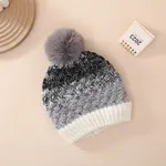 Bloco de cores tricotado elegante e quente chapéu de lã para crianças / crianças  Preto