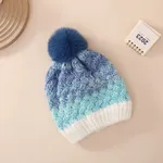 Bloco de cores tricotado elegante e quente chapéu de lã para crianças / crianças  Azul