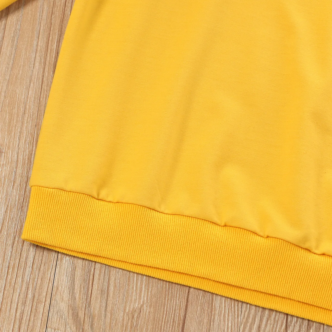 2-piece Kid Boy Letter Print Colorblock Hoodie Sweatshirt and Pants Casual Set Yellow big image 1
