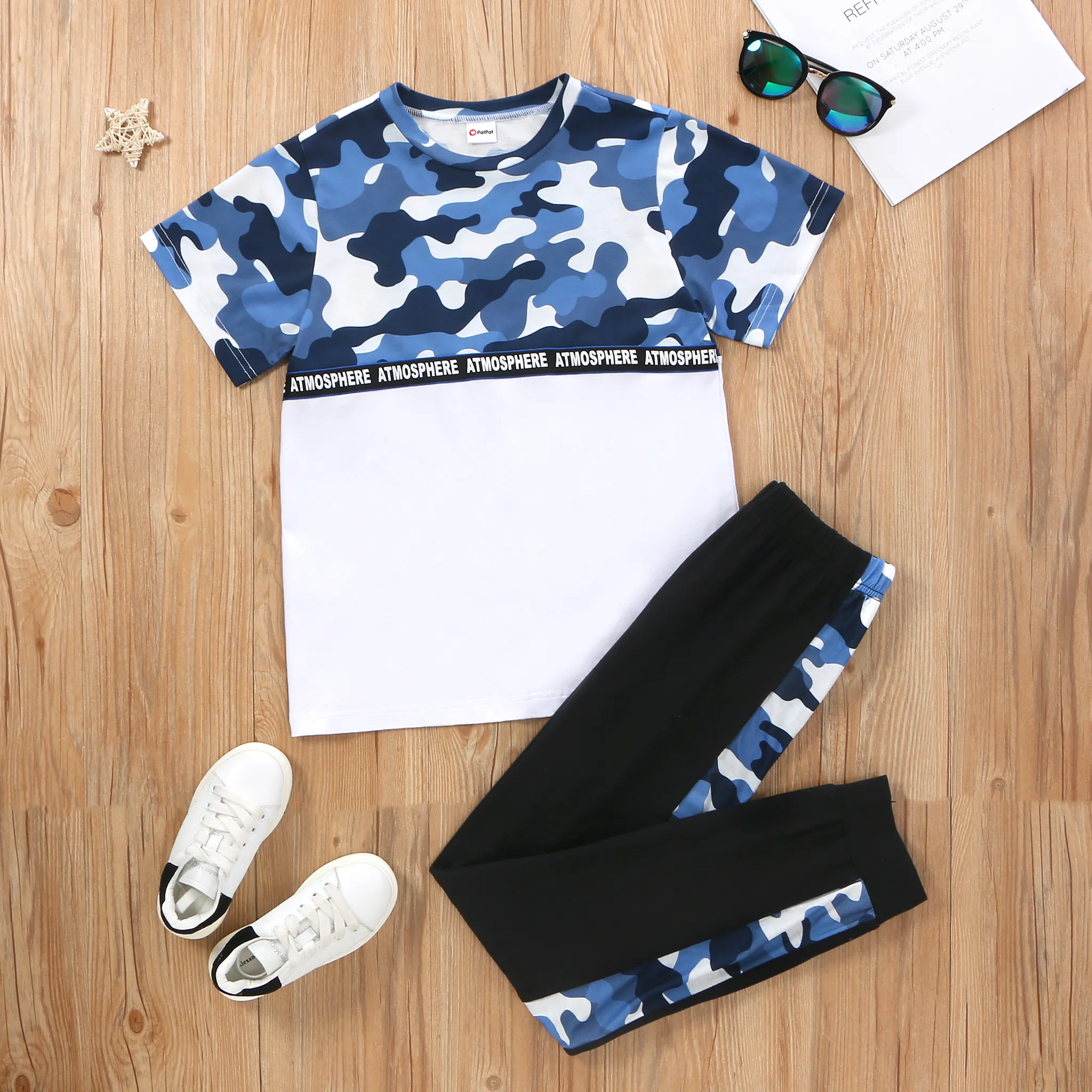 Kid Boy Camouflage Sweatshirt & Pants Set Multi-color