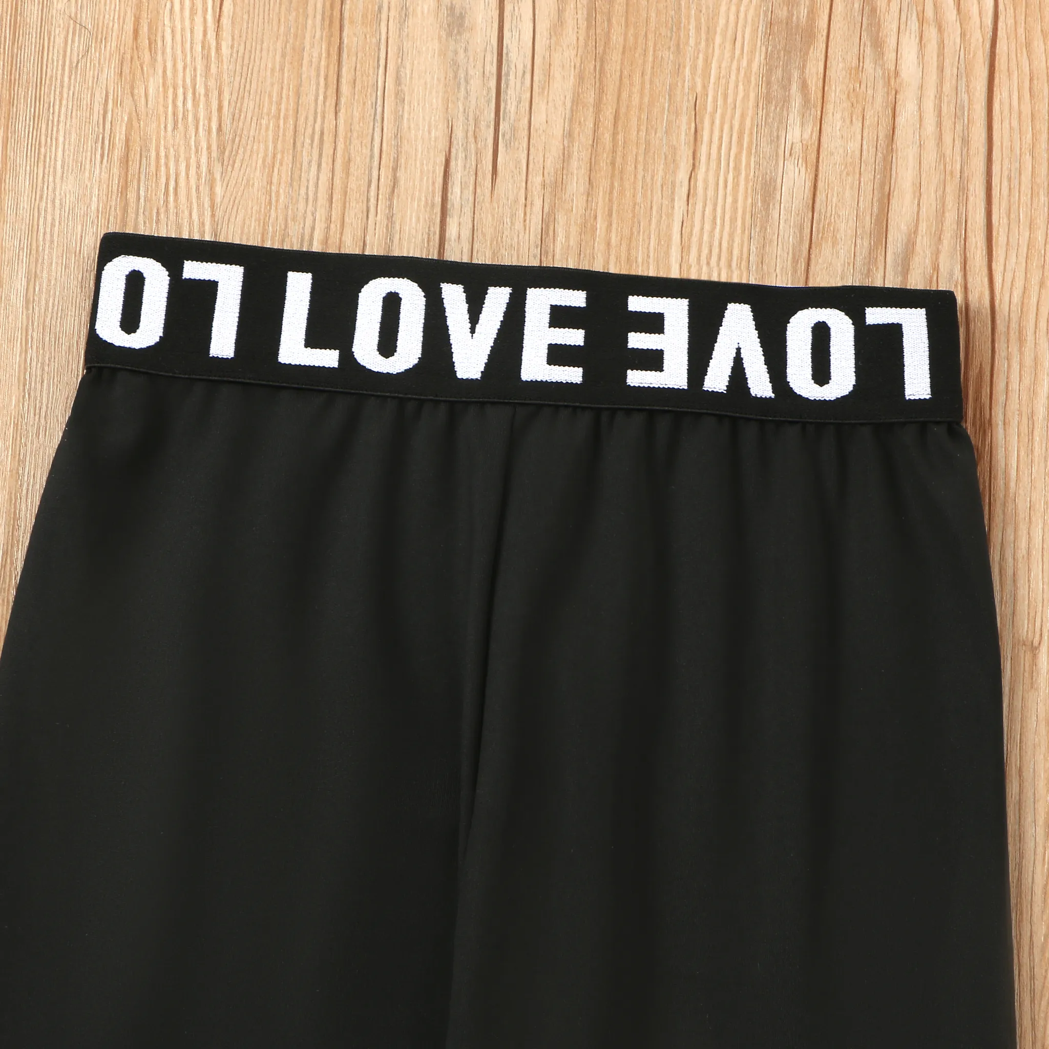 Kid Girl Letter Print Black/Leopard Print Leggings  image 5