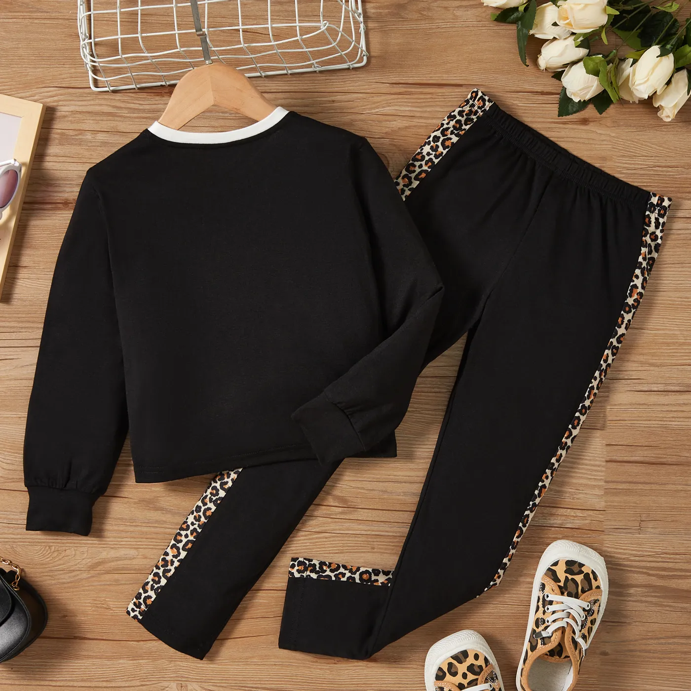 Fashinable Kid Girl Leopard & Color Block Set White image 6