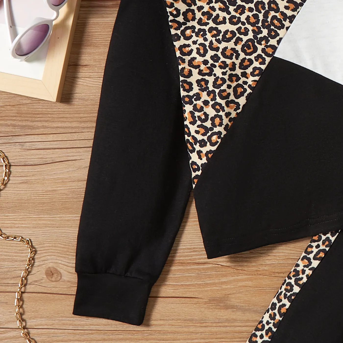 Fashinable Kid Girl Leopard & Color Block Set White image 4