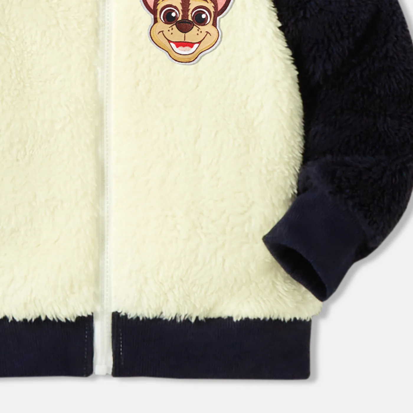 PAW Patrol Little Boy Thickened Thermal Fuzzy Contrast Raglan-sleeve Hooded Coat Dark Blue/white image 4