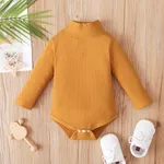 Baby Boy/Girl 95% Cotton Ribbed Turtleneck Long-sleeve Romper Khaki