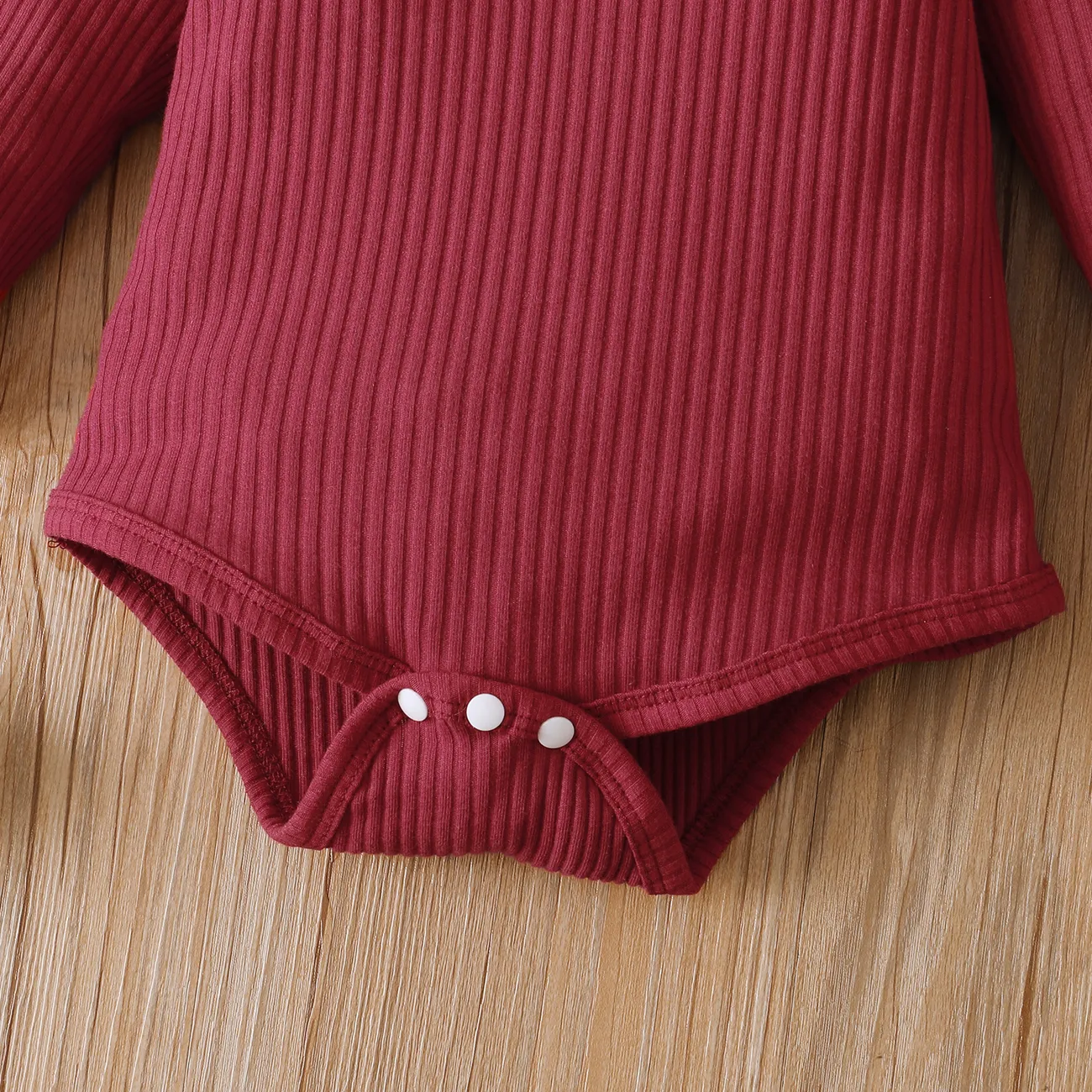 Baby Boy/Girl 95% Cotton Ribbed Turtleneck Long-sleeve Romper Burgundy big image 1