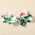 2pcs Baby Girl Green Cable Knit Ruffle Long-sleeve Spliced Floral Print Dress with Headband Set  image 6